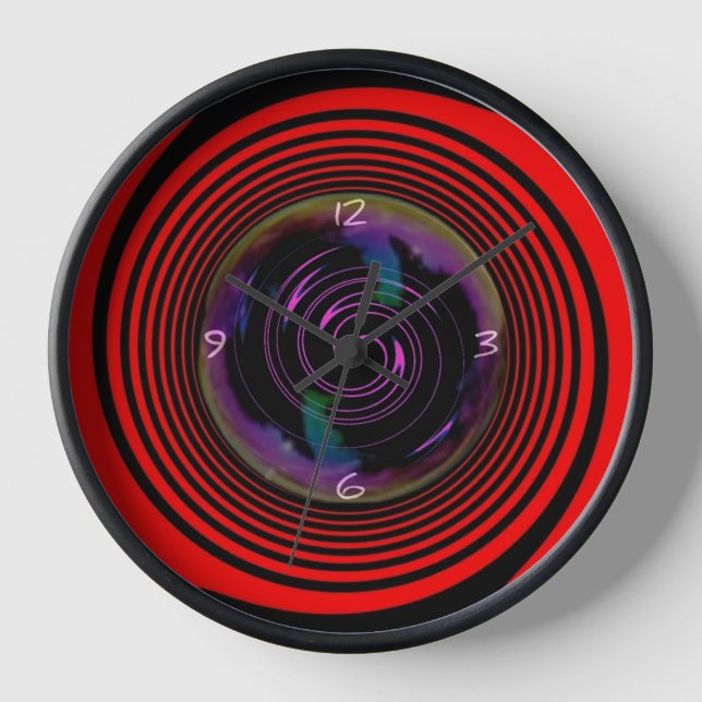 Horloge murale tourbillon rouge et noir  (Recto)