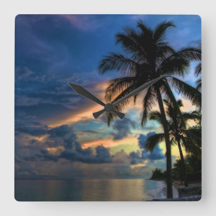 Horloge murale Tropical Beach and Palm Trees