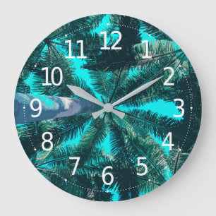 Horloge murale tropicale des arbres d'été vert