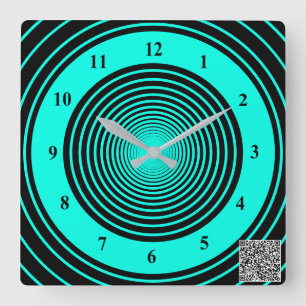 Horloge murale turquoise à rayures noires avec vot