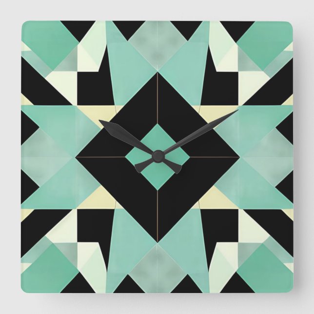 Horloge murale Turquoise et noire Art Déco (Recto)