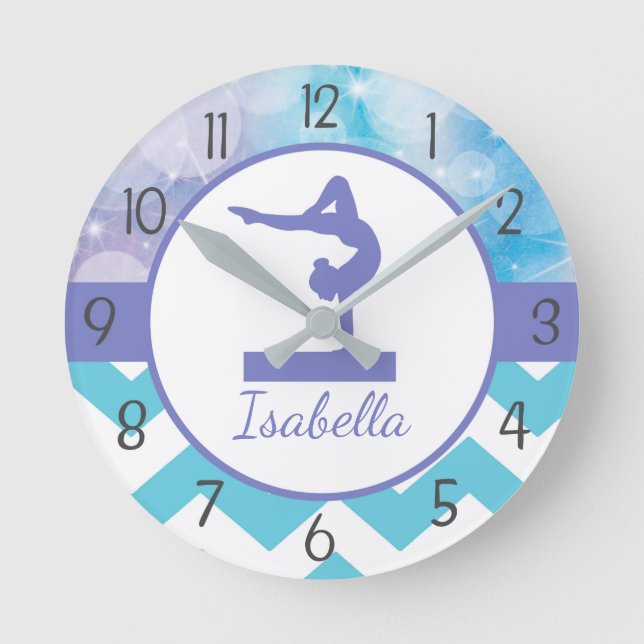 Horloge murale turquoise pourpre de gymnastique (Recto)