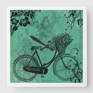 Horloge murale turquoise vintage de bicyclette