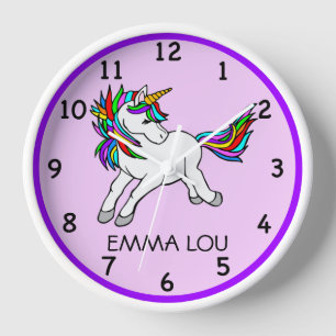 Horloge murale Unicorne de l'enfant customisé