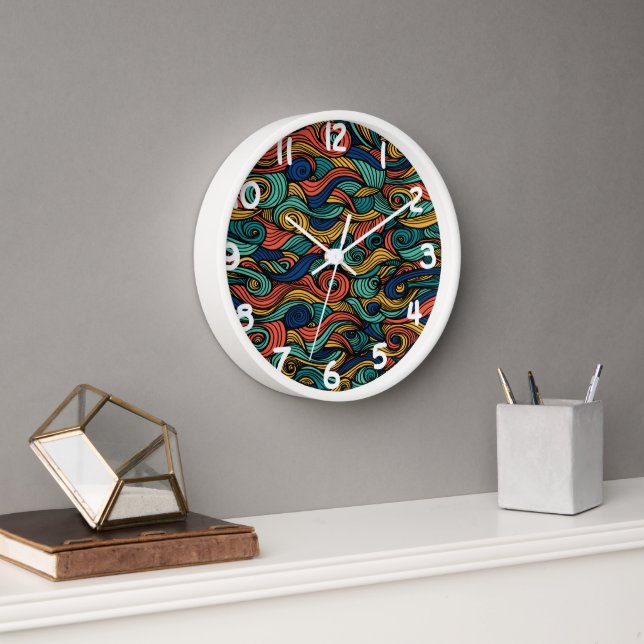 Horloge murale vague paisley rétro (Bureau)