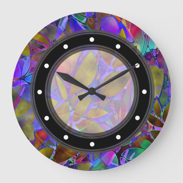 Horloge murale Verre Abstrait floral (Recto)