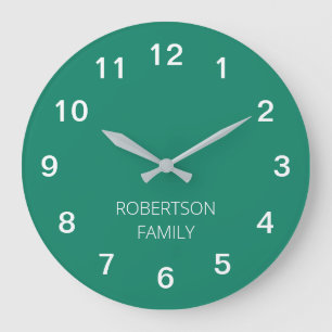 Horloge murale vert émeraude minimaliste personnal