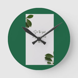 Horloge murale verte botanique moderne