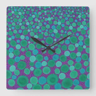Horloge murale verte et violette