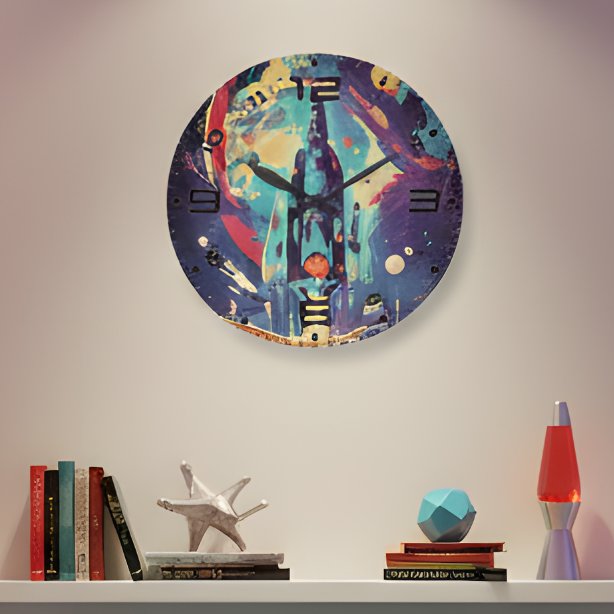 Horloge murale vibrante de vaisseau spatial rétro (Créateur téléchargé)