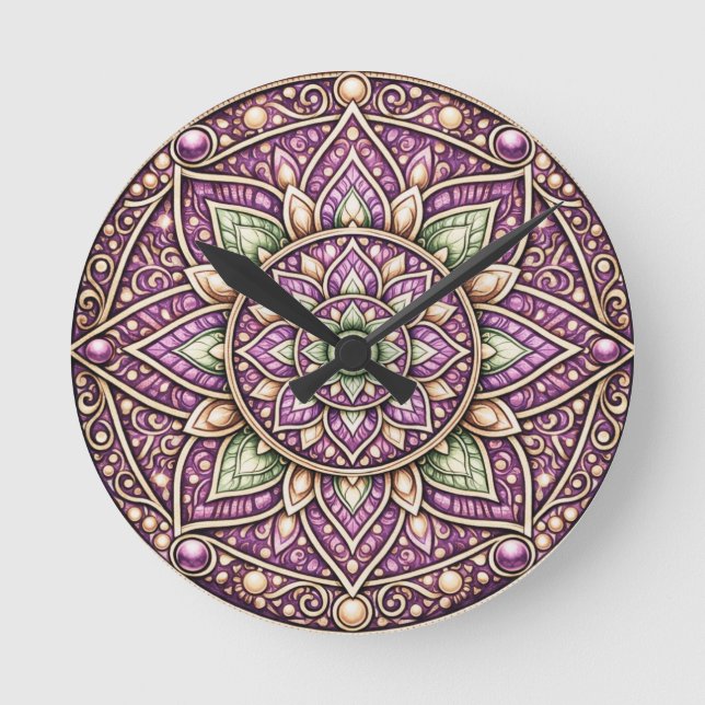 Horloge murale vibrante Mandala – Forme géométriqu (Recto)