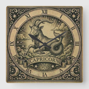 Horloge murale vintage Capricorne Zodiaque