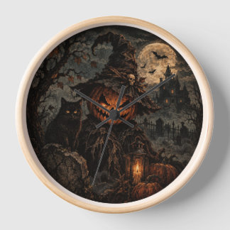 Horloge murale vintage citrouille d'Halloween