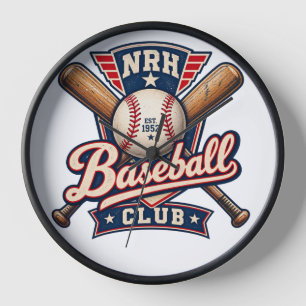 Horloge murale vintage de baseball NRH Baseball Cl