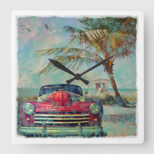 Horloge murale vintage de carré de plage