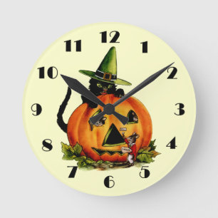 Horloge murale vintage de chat noir