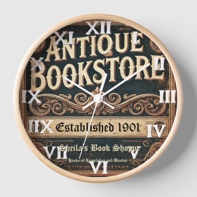 Horloge murale vintage de librairie ancienne  (Recto)