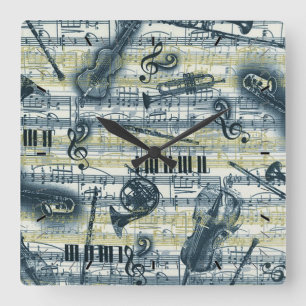 Horloge murale vintage de motif de musique de