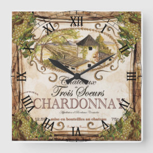 Horloge murale vintage du Étiquette de vin