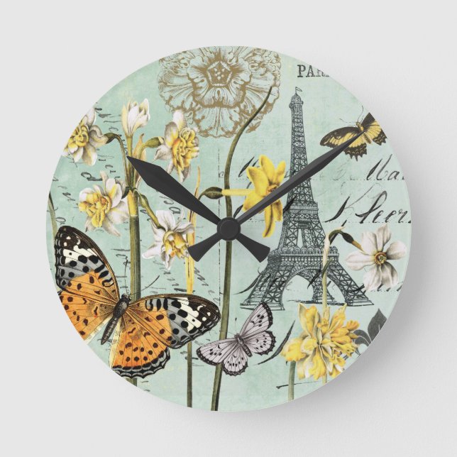 Horloge murale vintage du printemps à Paris (Recto)