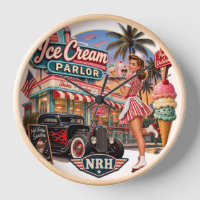 Horloge murale vintage NRH Ice Cream Parlor années