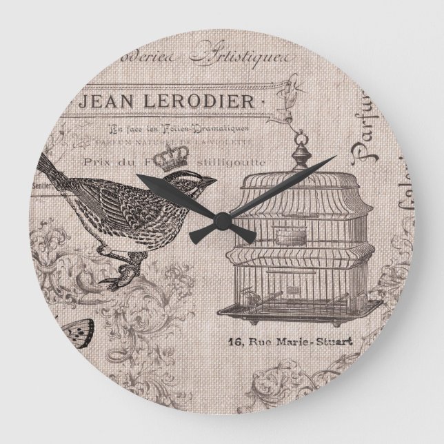 Horloge murale vintage pour oiseaux (Recto)