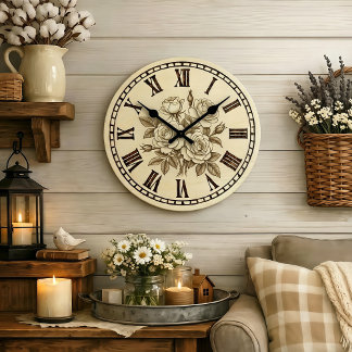 Horloge murale Vintage Rose