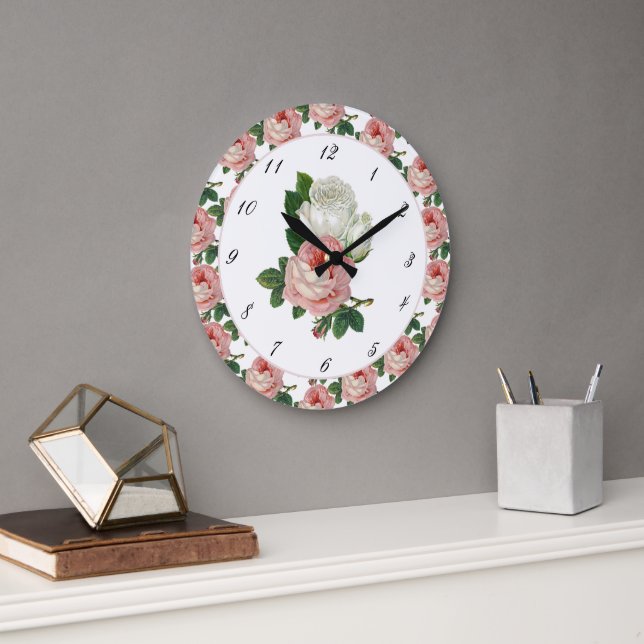 Horloge murale vintage rose victorienne (Bureau)