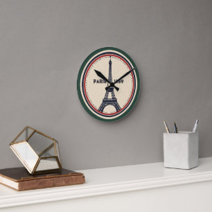 Horloge murale vintage tour Eiffel Paris 1889 pour
