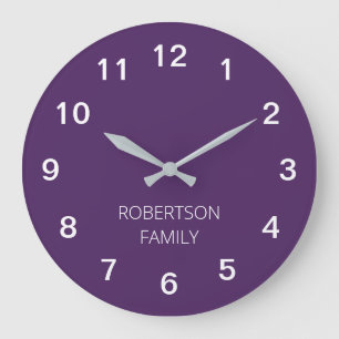Horloge murale violet foncé minimaliste personnali