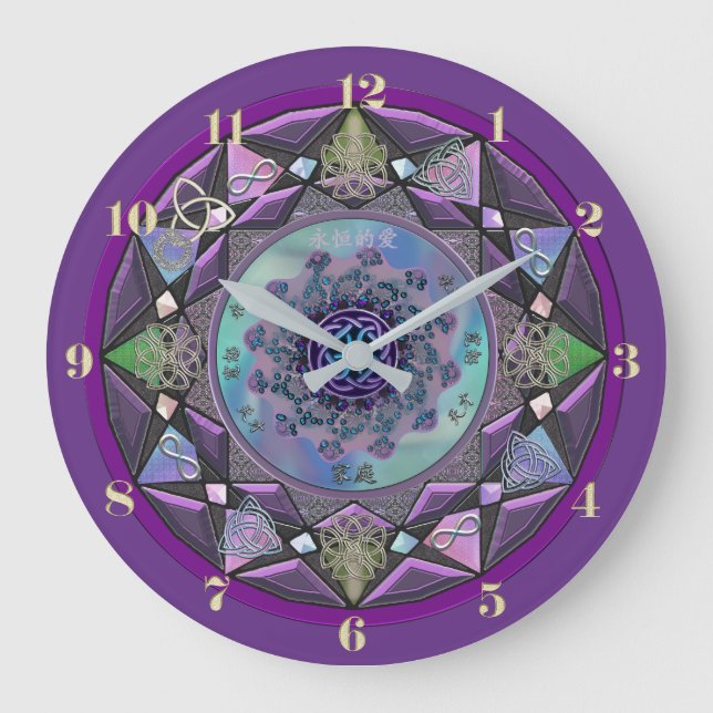 Horloge murale violette de Mandala celtique (Recto)