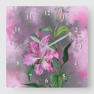 Horloge murale violette rose Lily