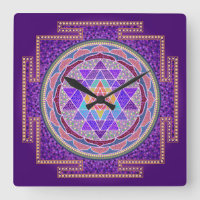 Horloge murale violette Sri Yantra