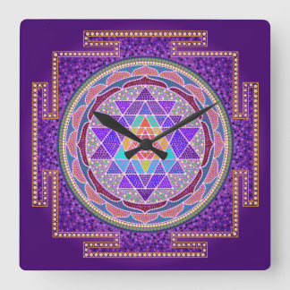 Horloge murale violette Sri Yantra
