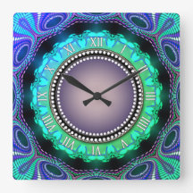 Horloge murale violette verte Aqua à super temps