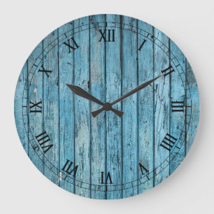 Horloge murale - Visage romain bleu rustique