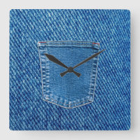 Horloge murale western à poche en denim