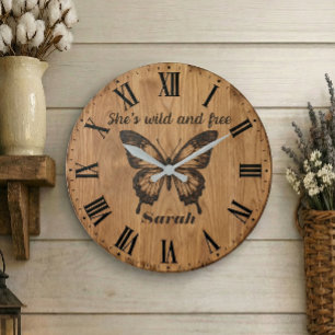Horloge murale Wild & Free Cadeau avec nom perso