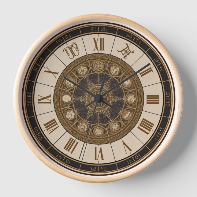 Horloge murale zodiacale avec numérotation romaine (Recto)