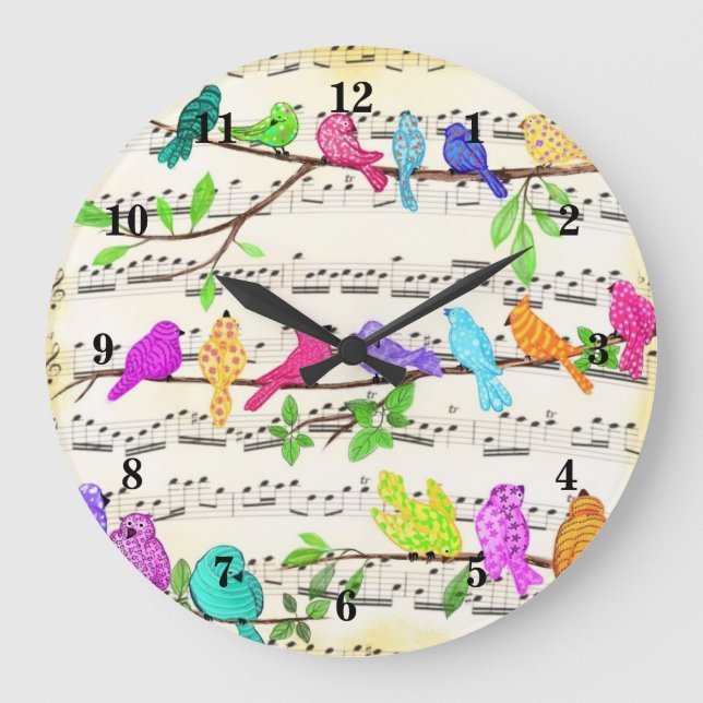 Horloge musicale oiseaux colorés (Recto)