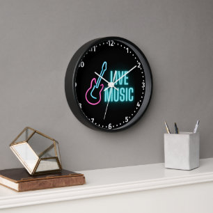 Horloge Musique en direct Neon Guitare
