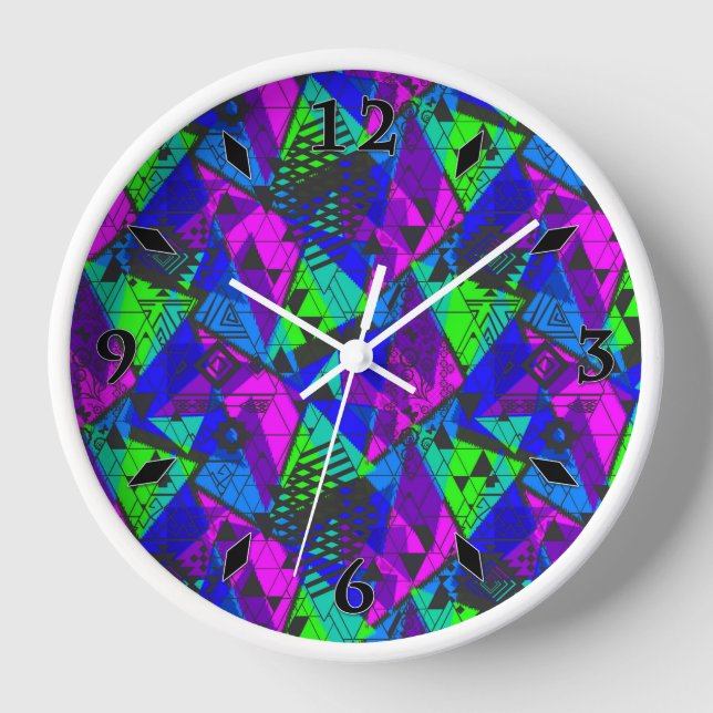 Horloge Nappe abstraite néon (Recto)