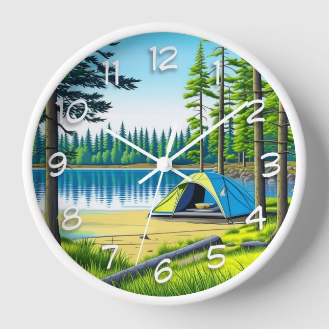 Horloge Nature Camping Tente à thème dans les bois (Recto)