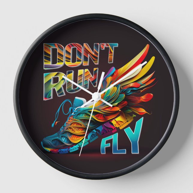 Horloge Ne cours pas, Fly | Neon Running Chaussure wall (Recto)