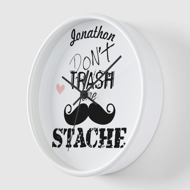 Horloge Ne jetez pas la moustache Retro Hipster (Angle)