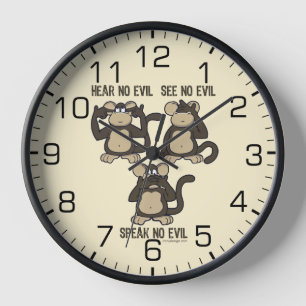 Horloge N'entendez aucun humour mauvais de singes