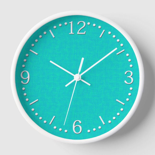 Horloge Néon turquoise texturé. (Recto)