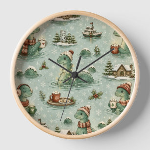 Horloge Nessie de Noël Monstre du Loch Ness Confortable Cr