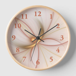 Horloge Noble Cuivre Et Or Abstrait Art Fractal Moderne