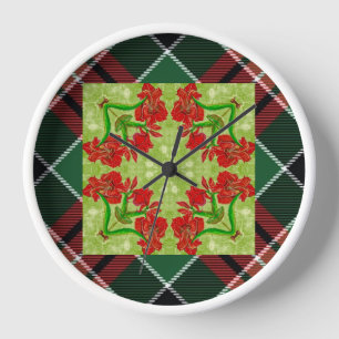 Horloge Noël Amaryllis Plaid Dessous de verre